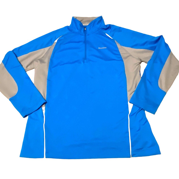 Reebok Athletic Long Sleeve Zippered‎ Collar Jacket Shirt Size L Polyester Blend - Picture 1 of 10